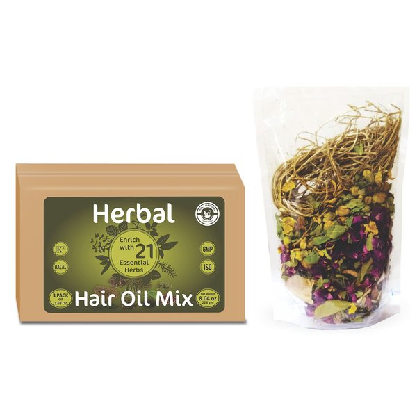 Herbal Hair Oil Mix | 76 g x 3 packs | 21 Essential herbs for hair growth | Make your own hair oil with 21, 100% Natural herbs & Seeds | Product of India