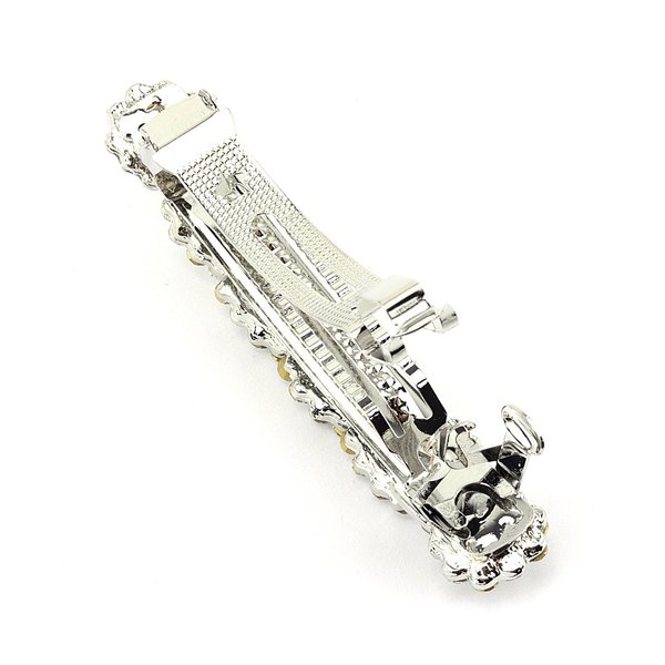 Women's Rhinestone Metal Hair Barrette Clip Hair Pin Antique Silver IMB2100, Multi