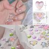 KWOLYKIM 160 PCS Heart Diamond Glitter Nail Charms, Kawaii 3D Pink Jelly Crystal Acrylic Heart Shaped Nail Art Charms for DIY Gel Nail Polish Girls Women
