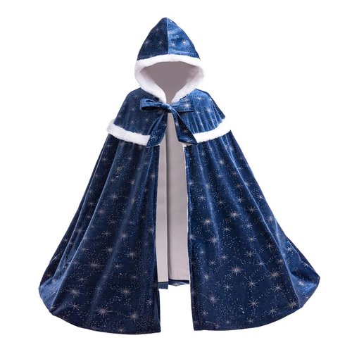 PURFEEL 2024 Girls Fleece Warm Hooded Cape Kids Princess Cape for Elsa 7-10Years
