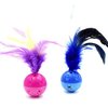 BeeSpring Cat Balls Interactive Cat Toy Cat Feather Balls with Loud Bell Inside (2Pcs - Red, Blue)