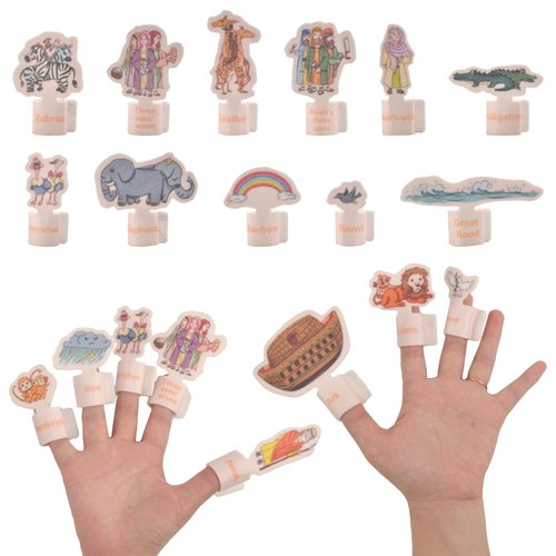CHEFAN Bible Story Finger Puppet Set for Toddlers, Noah's Ark Felt Bible Toy for Easter Religious Christian Sunday School Activity Supplies, Bible Study Storytelling Theater Role Playing