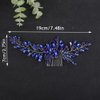 Teyglen Crystal Bridal Wedding Hair Comb Blue Rhinestone Hair Comb Handmade Crystal Hair Piece Hair Accessories for Bride Side Comb Rhinestone Headpiece for Women