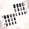 24Pcs Black Press on Nails Short Square Fake Nails Black Rose Acrylic Glue on Nails Full Cover Glossy Nails Press ons Short Stick on Nails Summer Artificial Nails for Women Girls