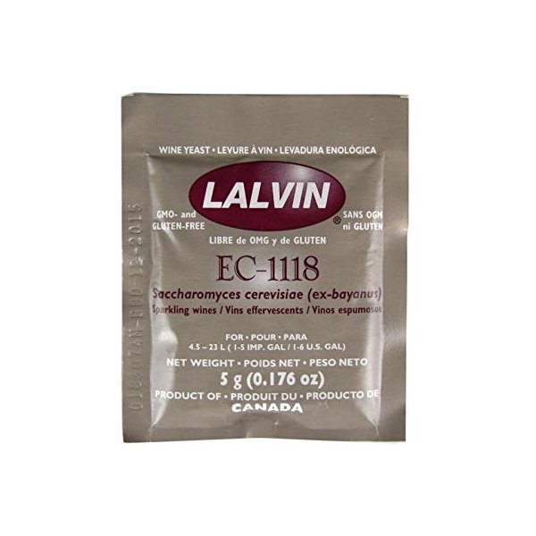 Lalvin EC-1118 Wine Yeast, 5 grams - 100-Pack