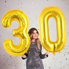 40 Inch Gold 30 Number Balloons, Jumbo Foil Helium Balloons for 30th Birthday Party Decorations Supplies / 30th Anniversary Event