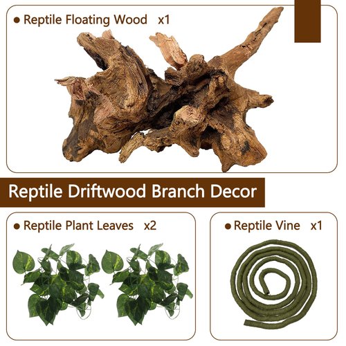 Hamiledyi Reptile Driftwood Branch Decor Terrarium Ornament Wood Climbing Natural Aquarium Driftwood Decoration for Snake Bearded Dragon Leapord Gecko Lizard Iguana Chameleon