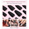Black Press On Nails - Aegenacess Press On Nails Coffin, Matte Fake Nails with Glue Sticker, Press On Nails Long, Solid Color Stick On Nails in 12 Sizes, 24PCS Glue On Nails, Black Velvet