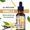 (2 Pack) Organic Vitamin D3 K2 Drops w MCT Oil Omega 3, 5000 IU, Maximum Strength Vitamin D Liquid 5000 IU, No Fillers, Non-GMO Liquid D3 for Faster Absorption, Immune Support (Vanilla, 2 Fl Oz)