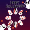 Halloween Press on Nails Short Almond Fake Nails Nude Pink False Nails With Designs Cute Ghost Star Glue on Nails Full Cover Acrylic Stick on Nails Glossy Artificial Nails for Women 24Pcs
