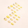 Press on Nails Short Round Fake Nails Lemon Glue on Nails Yellow Full Cover Acrylic False Nails Glossy & Summer Stick on Nails for Women 24Pcs