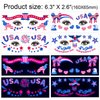 HOWAF 4th of July Glow UV Neon Temporary Tattoos 10 Sheets Independence Day Face Tattoo for USA Patriotic Party Supplies, American Flag Tattoos Stickers Face Art Decoration Red White Blue Tattoos