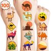 Desert Temporary Tattoos Camel Party Decorations Favors Supplies Summer Themed Cute Stickers 10 Sheets 100 PCS Gifts for Baby Girls Boys Class School Carnival