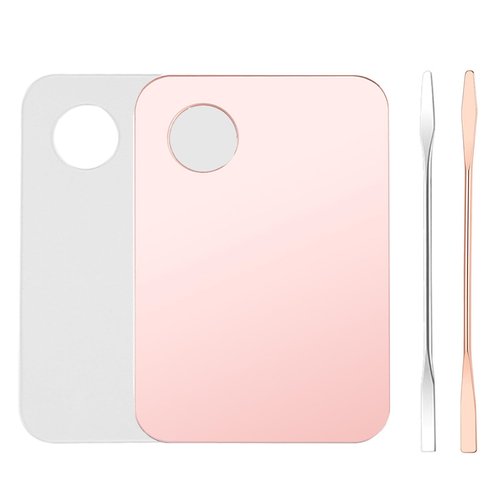 Mcduyant 4 Pcs Makeup Mixing Tray Makeup Palette with Makeup Spatula Makeup Mixing Palette Foundation Palette for Eye Shadow Lipsticks Nail Art Beauty Salon (Pink and transparent)