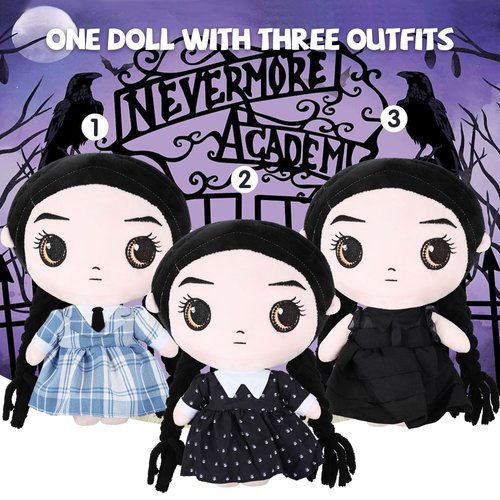 Rugvan Girls Plush Dolls Toy with 3 Dress-Up Outfits,10 Inches Halloween Doll with Dresses,Stuffed Doll Set for Birthday and Party Favors, for Girls and Kids