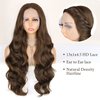 WIGNEE Lace Front Wig Body Wave Brown Wig Long Curly Wigs Dark Brown Synthetic Lace Front Wigs for Black Women Brown Wigs For Women