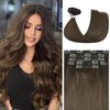 Honsoo Seamless Medium Brown Clip In Hair Extensions Real Human Hair 18in 70g 7pcs Vrigin Natural Hair Extensions For Women
