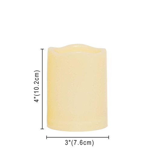 YINCHI 2 Waterproof Outdoor Battery Operated Flameless LED Pillar Candles with Timer Flickering Plastic Resin Electric Decorative Light for Lantern Patio Garden Home Decor Party Wedding Deco 3x4 Inch