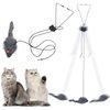 YUGYUJ Cat Toy Rope Mouse Play Supplies, Hanging Retractable Cat Catching Mouse Toy, Funny Door Hanging Bouncing Mouse Retractable Plush Mice Cat Interactive Toy (Black)