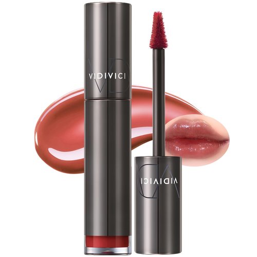 VIDIVICI Millennial Tint Glit - Transfer Proof Moisture Korean Lip Tint with Long-Lasting Color, Lightweight Water Jelly Texture, Hydrating & Smudge-Free Lip Stain, 0.13oz (04 FALLING BROWN)