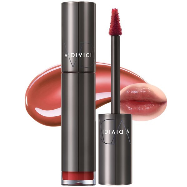 VIDIVICI Millennial Tint Glit - Transfer Proof Moisture Korean Lip Tint with Long-Lasting Color, Lightweight Water Jelly Texture, Hydrating & Smudge-Free Lip Stain, 0.13oz (04 FALLING BROWN)