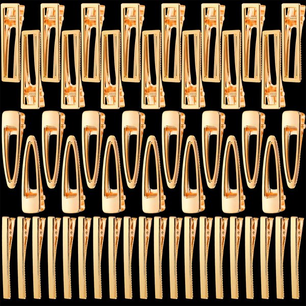 LEOBRO Gold Hair Clips, 50PCS Alligator Barrettes for Women, Girls, Crafts, DIY Hair Bows