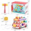 Music Activity Bus Baby Toy, Infant Education Learn Car, Sound & Light, Interactive Game, Shape Sorter, Animal Matching, Holiday Birthday Present for Toddler Kid Boy Girl 3 4 5 6 7 Years (Pink)