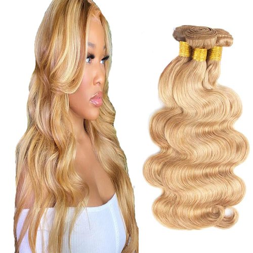 P27/613 Human Hair Bundles Blonde Bundles Human Hair P27/613 Body Wave Bundles 20 22 24 inch Blonde Body Wave Human Hair Bundles Double Weft Brazilian Virgin Remy Hair Extensions