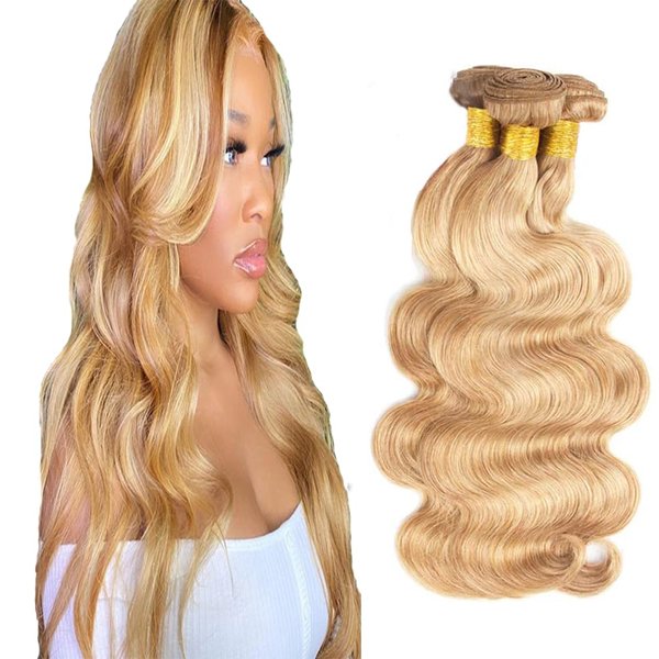 P27/613 Human Hair Bundles Blonde Bundles Human Hair P27/613 Body Wave Bundles 20 22 24 inch Blonde Body Wave Human Hair Bundles Double Weft Brazilian Virgin Remy Hair Extensions