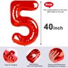 Number 5 Balloon Red 40 Inch, 5 Year Old Girl Boy Birthday Gift, 5 15 25 35 45 50th 55 Birthday Anniversary 2025 Party Decorations, 5 Foil Balloon for Miles Morales Birthday Party Decorations