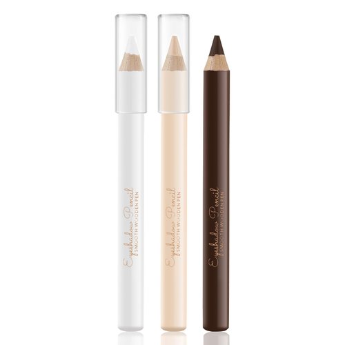 Apooliy 3Pcs Eyebrow Pencil Eyeliner Contour Set, Waterproof Long Lasting Brow Pen, Smooth White Eyeliner,Translucent Contour Pen,3 Colors Makeup Pencil