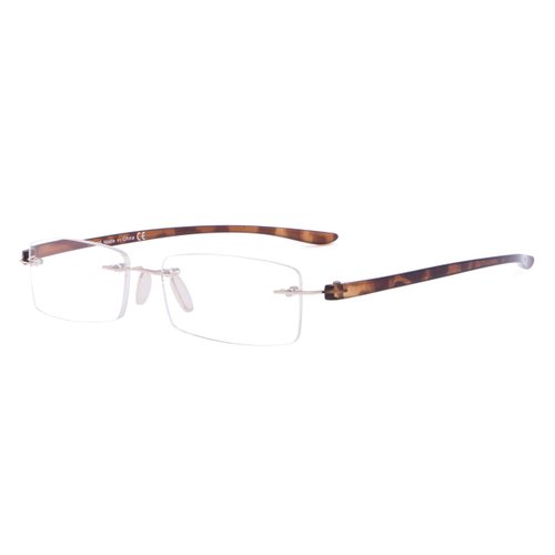 Eyekepper Small Lenes Rimless Reading Glasses Women - Frameless Reader Eyeglasses for Men Reading with Tortoise Arms +1.00