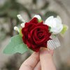 Fangsen Silver Wedding Red Rose Hair Comb Hair Accessories Women Floral Bridal Hair Accessory