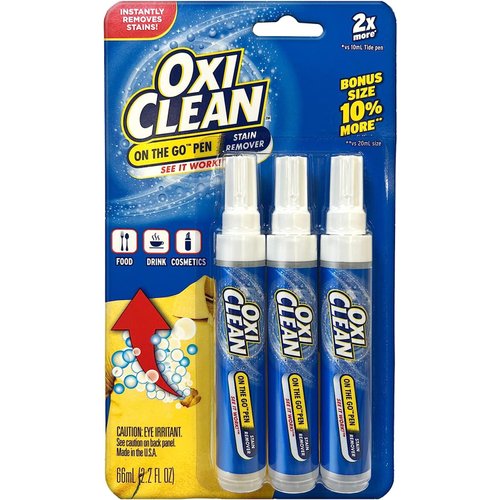GuruNanda OxiClean Stain Remover Pen for Clothes (3 Pack) - Instant Spot Cleaning for All Laundry Stains: Blood, Food, Drinks, Dirt, Ink, Makeup - Bleach-FREE & Travel-Friendly (2x More Quantity)