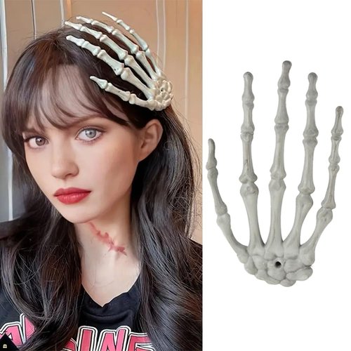 Halloween Skeleton Hand Hair Clip Horror Skull Bones Hand Hairpin Halloween Hair Accessories for Women Girls Creepy Hair Barrettes Cosplay Costume Headpiece for Halloween Party