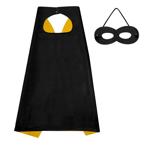 ERDOGLY Kids Superhero Capes and Mask, Double-Sided Superhero Costume for Boys Girls, Toddler Superhero Toys Dress up Costume for Birthday Party Favors (Black & Yellow)