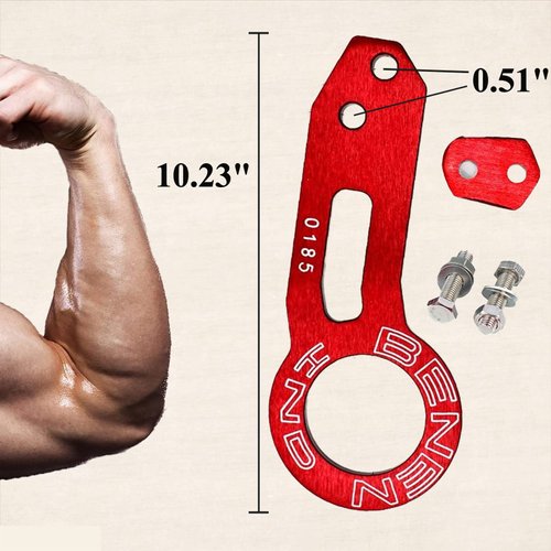 Heart Horse Rear Tow Towing Hook for Universal Car, JDM Bumper Quick Release Front Rear Bumper Fasteners, Decorative Tow Strap Personalized with Chinese Slogan (Red)