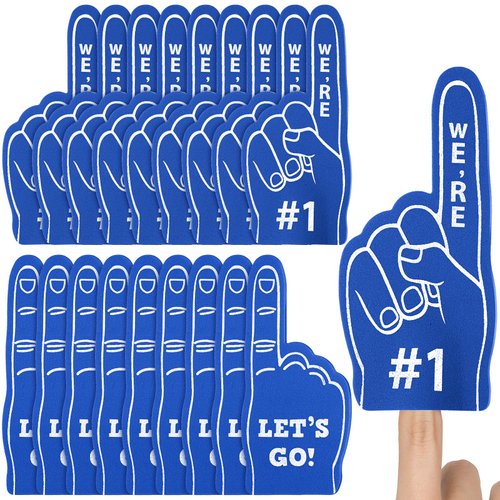 Sinmoe 24 Pcs Sports Fan Foam Finger Mini Foam Fingers Foam Hand Foam Finger 1 for Sports Themed Birthday Party Supplies Sport Events Baseball Basketball Soccer Team Gifts (Dark Blue)