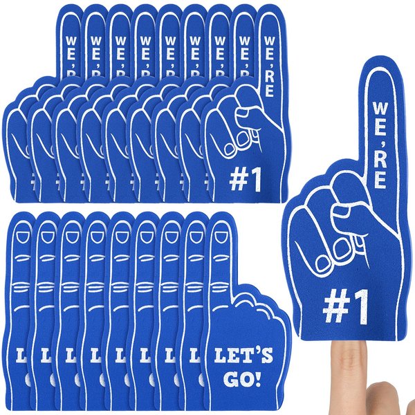 Sinmoe 24 Pcs Sports Fan Foam Finger Mini Foam Fingers Foam Hand Foam Finger 1 for Sports Themed Birthday Party Supplies Sport Events Baseball Basketball Soccer Team Gifts (Dark Blue)