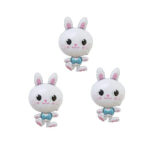 Dzrige Easter Bunny Balloons Rabbit Foil Balloons for Easter Decorations Birthday Animal Farm Themed Baby Shower Party Decors,23.6x15.7 Inch,3 Pcs