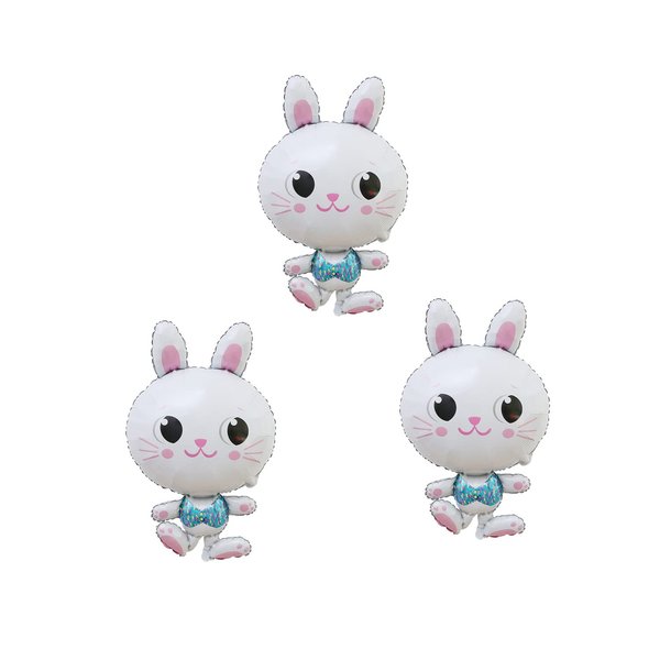 Dzrige Easter Bunny Balloons Rabbit Foil Balloons for Easter Decorations Birthday Animal Farm Themed Baby Shower Party Decors,23.6x15.7 Inch,3 Pcs