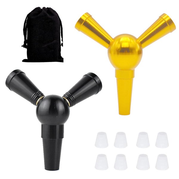 Hookah Hose Adaptor 1 to 2 Splitter Hose Connector with 4 Extra Grommets (Gold & Black)