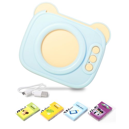 Keeygo Talking Flash Cards Bear Autism Sensory Toys Learning Materials 112 Audible Flash Cards for Toddlers Educational Sight Words Pocket Speech Montessori Toys for Kindergarden Kids