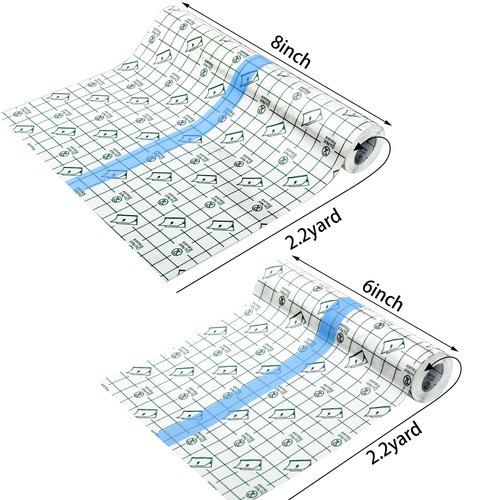 6 Rolls Transparent Stretch Adhesive Bandages Waterproof Tape Clear Protective Bandage Dressing Tape Transparent Film Dressing Tape 2 Sizes (6 Inch x 2.2 Yard, 8 Inch x 2.2 Yard)