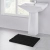 Walensee Bathroom Rug Non Slip Bath Mat (24x17 Inch Black) Water Absorbent Super Soft Shaggy Chenille Machine Washable Dry Extra Thick Perfect Absorbant Best Small Plush Carpet for Shower Floor