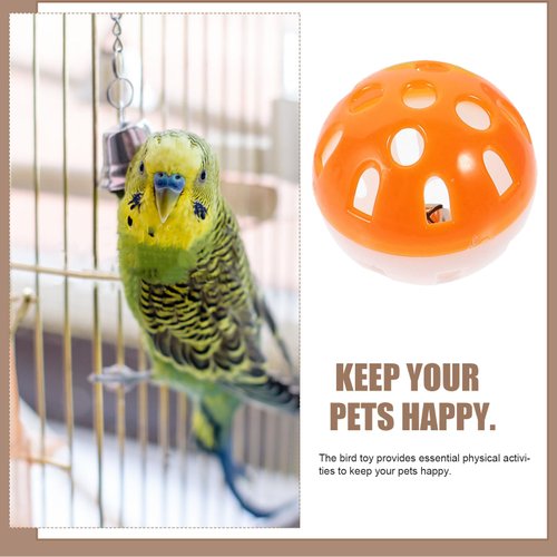 POPETPOP Bird Bell Balls Plastic Bird Ball Toy : 12pcs Bird Toys Bird Chewing Balls Colorful Cockatiel Balls with Bell Cat Toys Bird Cage Toy Bird Chewing Toys for Parrot Lovebirds, Random Color