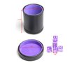 PU Leather Dice Cup Purple Velvet Lined Quiet Shaker with Lid Including 6 Purple Translucent Dice for Liars Dice Farkle Yahtzee Board Games