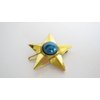 Small distressed vintage look gold and blue star hair clip barrette (set of two)