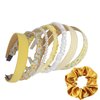 YudeWater 7 Pieces Headbands for Womenand 1Pcs Satin Silk Hair Scrunchies Soft,Fashion Headbands Pearl Hairband Non-slip Bands Hair Accessories for Women Girls, Different Pattern (Yellow)