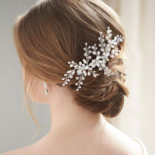 Jakawin Crystal Bride Wedding Hair Comb Rhinestone Hair Piece Silver Bridal Hair Accessories for Women HC038